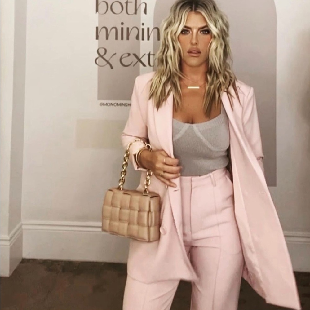 MNI Los Angeles Oversized Double Breasted Blazer Pink Medium